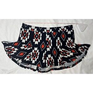 LUXE USAl Large Women's Geometric Shorts Skirt Stretchy Fabric Flares Out